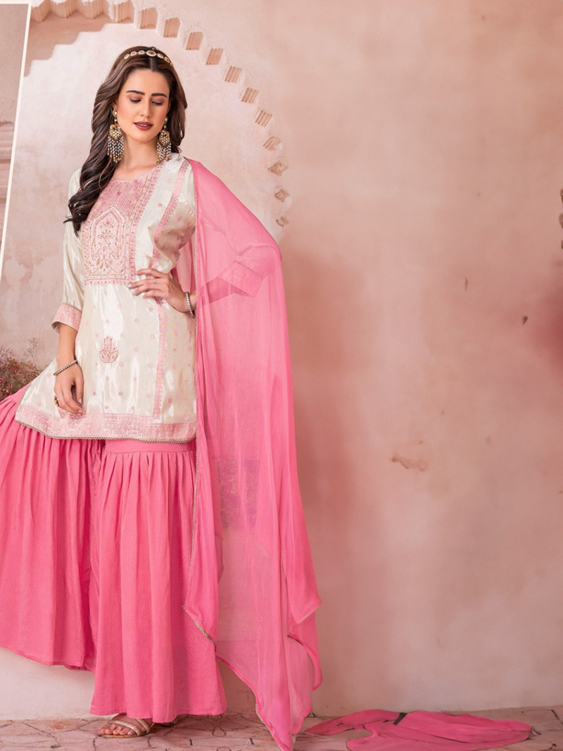 Elegant Traditional Soft Pink Sharara Suit