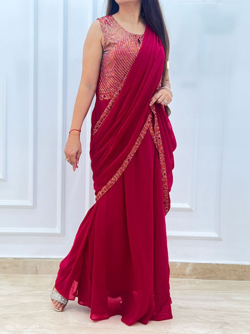 Elegant Festive Red Saree 