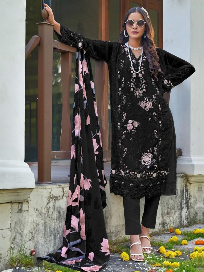 Traditional Elegant Black Georgette Sharara Suit 