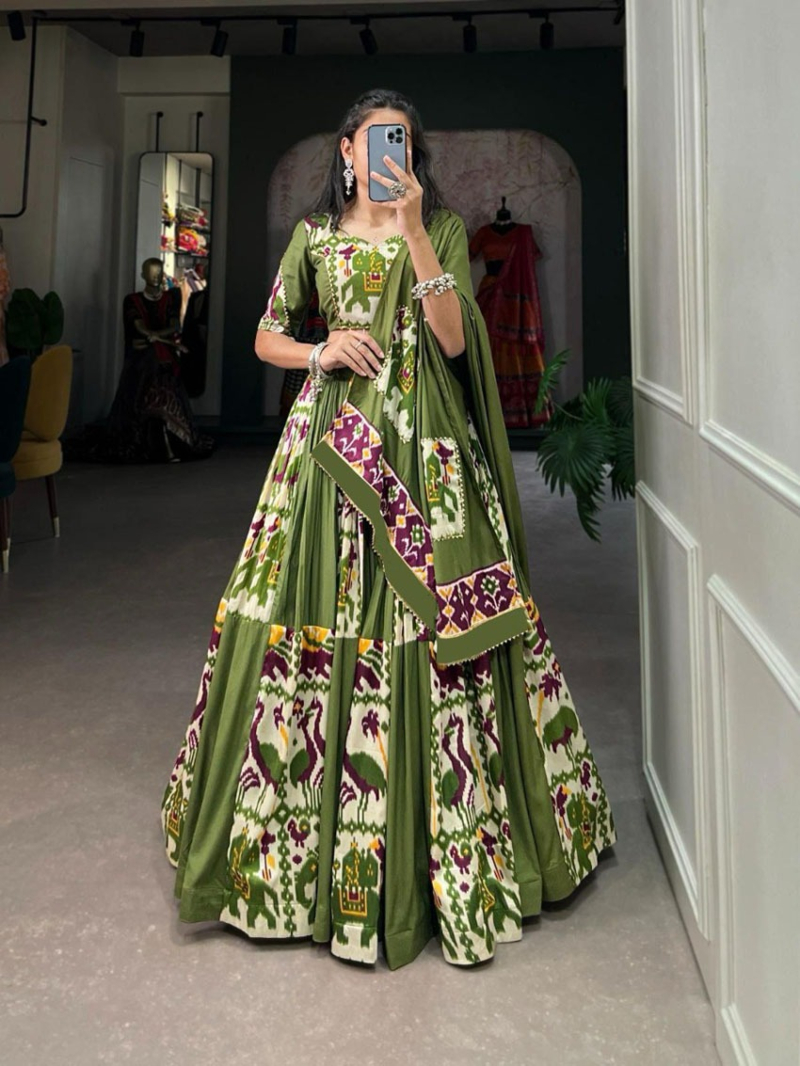 Authentic Green Pure Dolla Silk Lehanga Suit