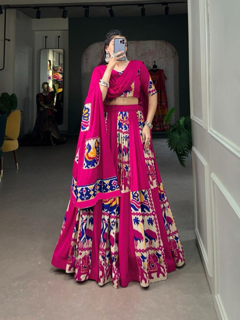 Ethnic Elegant Rich Rani PInk Dola SIlk Lehanga Suit