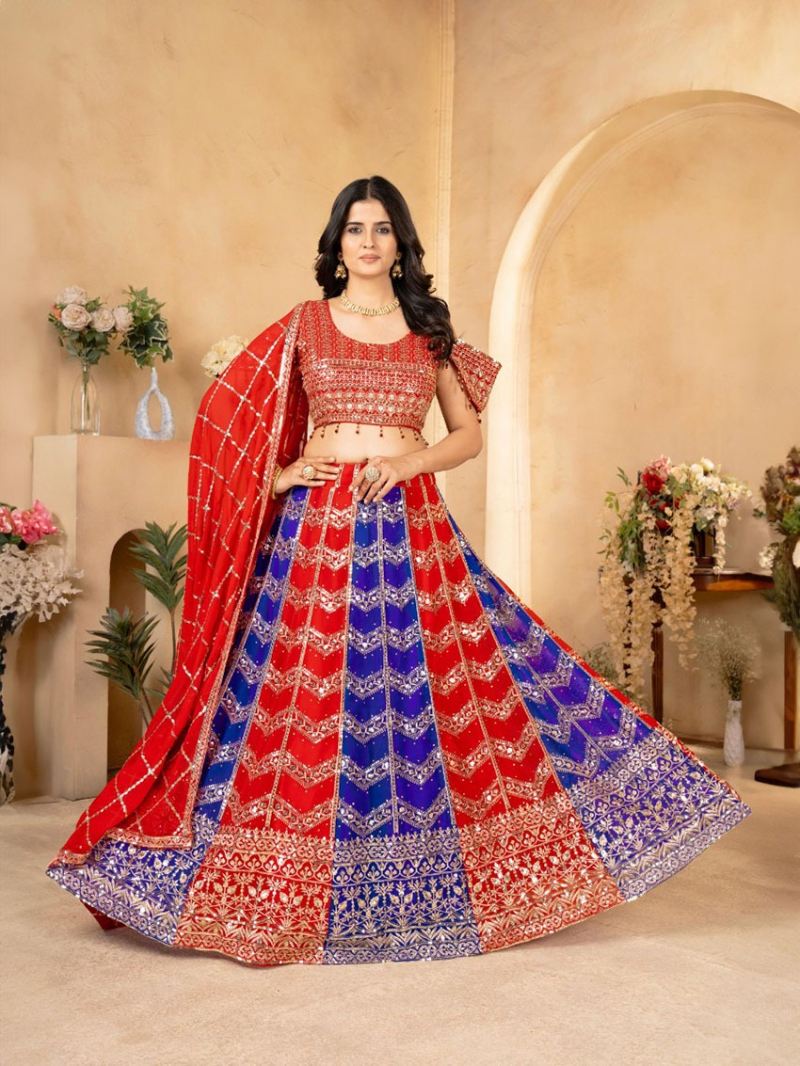  Royal Radiance Multitone Faux Georgette Lehanga Suit