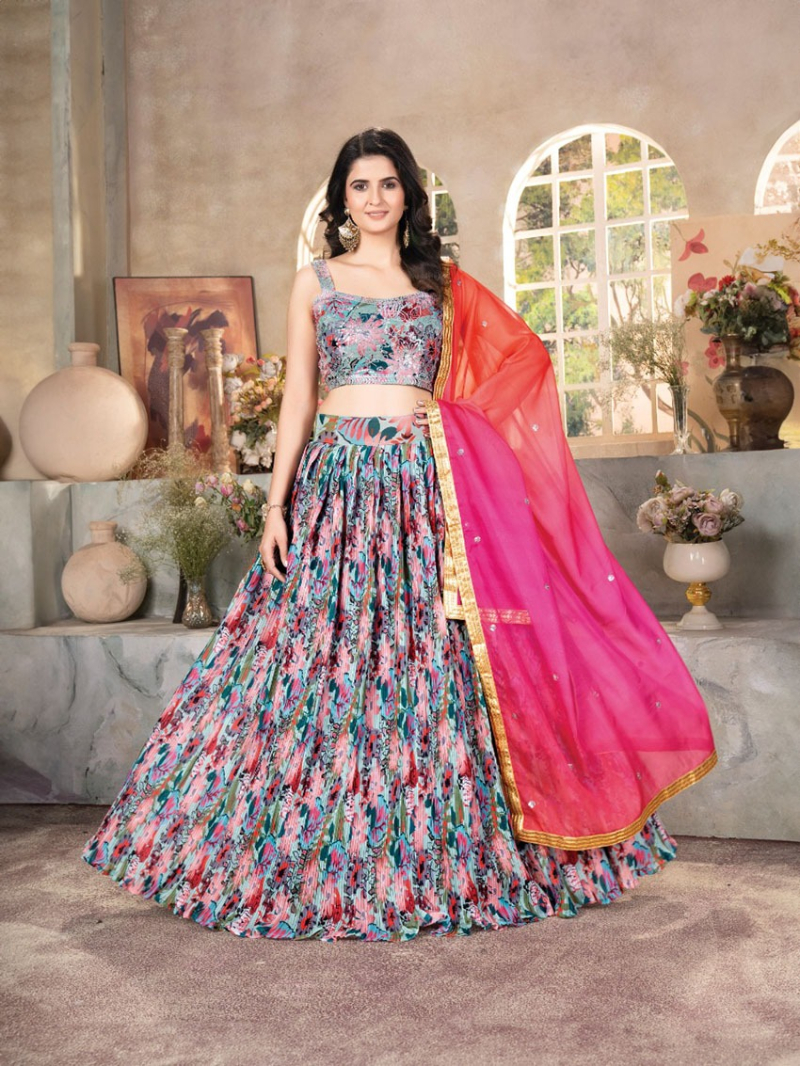 Graceful Soft Tabby Organza Lehanga Suit