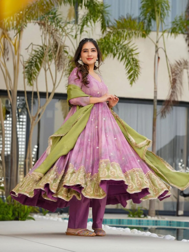 Ethnic Festive Onion Pink Anarkali Suit