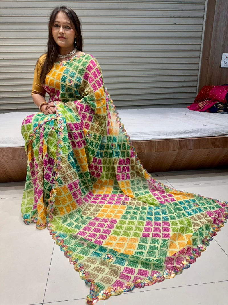 Elegant Festive Multicolor Viscose Georgette Saree