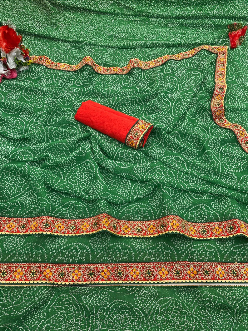 Ethnic Traditional Festive Green Viscose Georgette Saree 