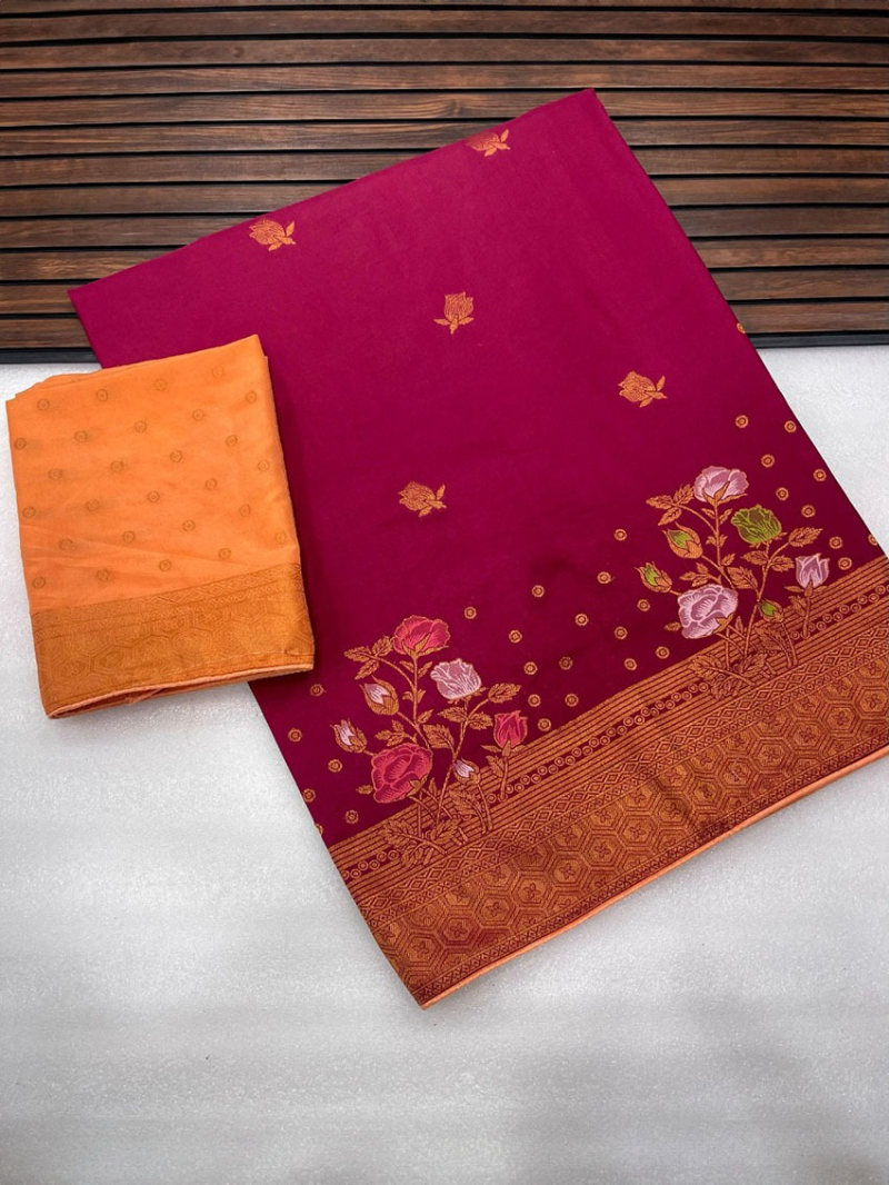 Ethnic Traditional Festive Maroon Pure Banarasi Dola Silk Saree
