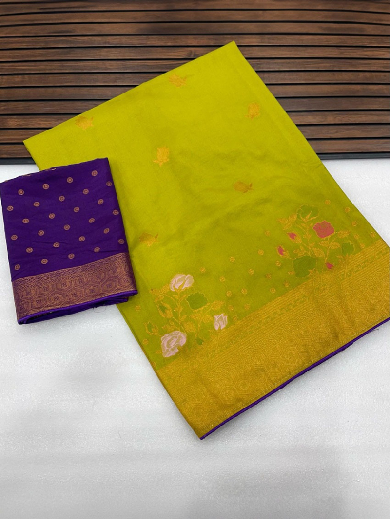 Ethnic Traditional Mehandi Green Pure Banarasi Dola Silk