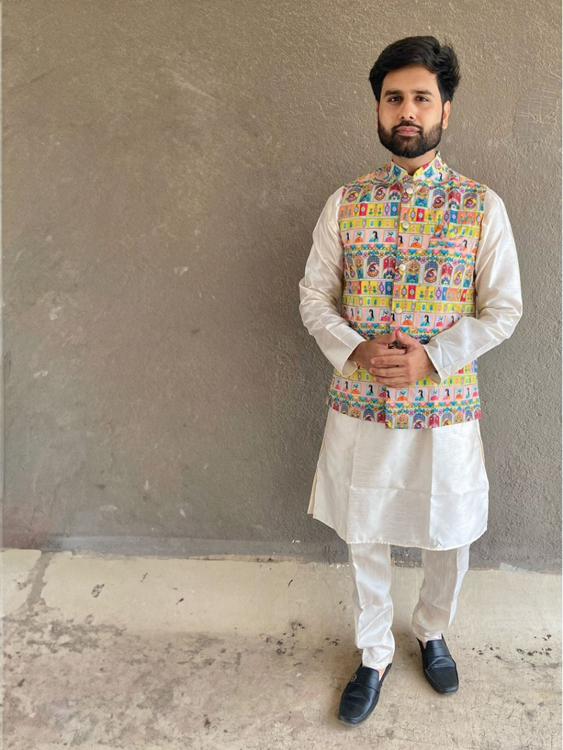 Elegant Traditional  Off White Banglore Silk Kurta Pajama Set