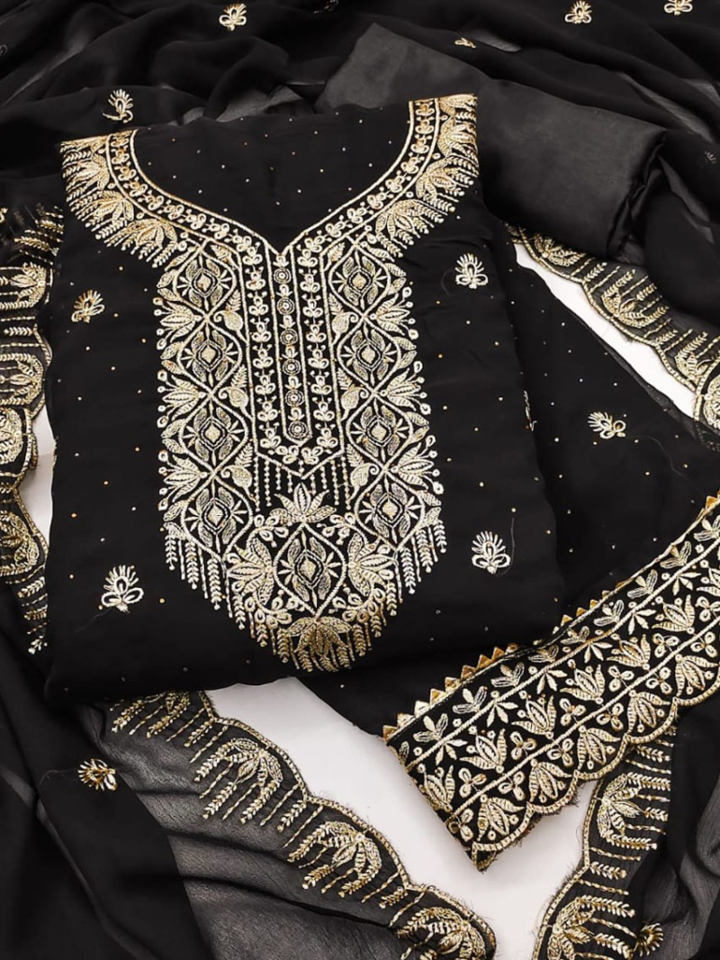 Ethnic Festive Black Georgette Straight Suit