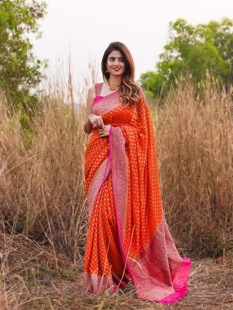 Traditional Soft Lichi Silk Saree with Rich Zari Border Saree