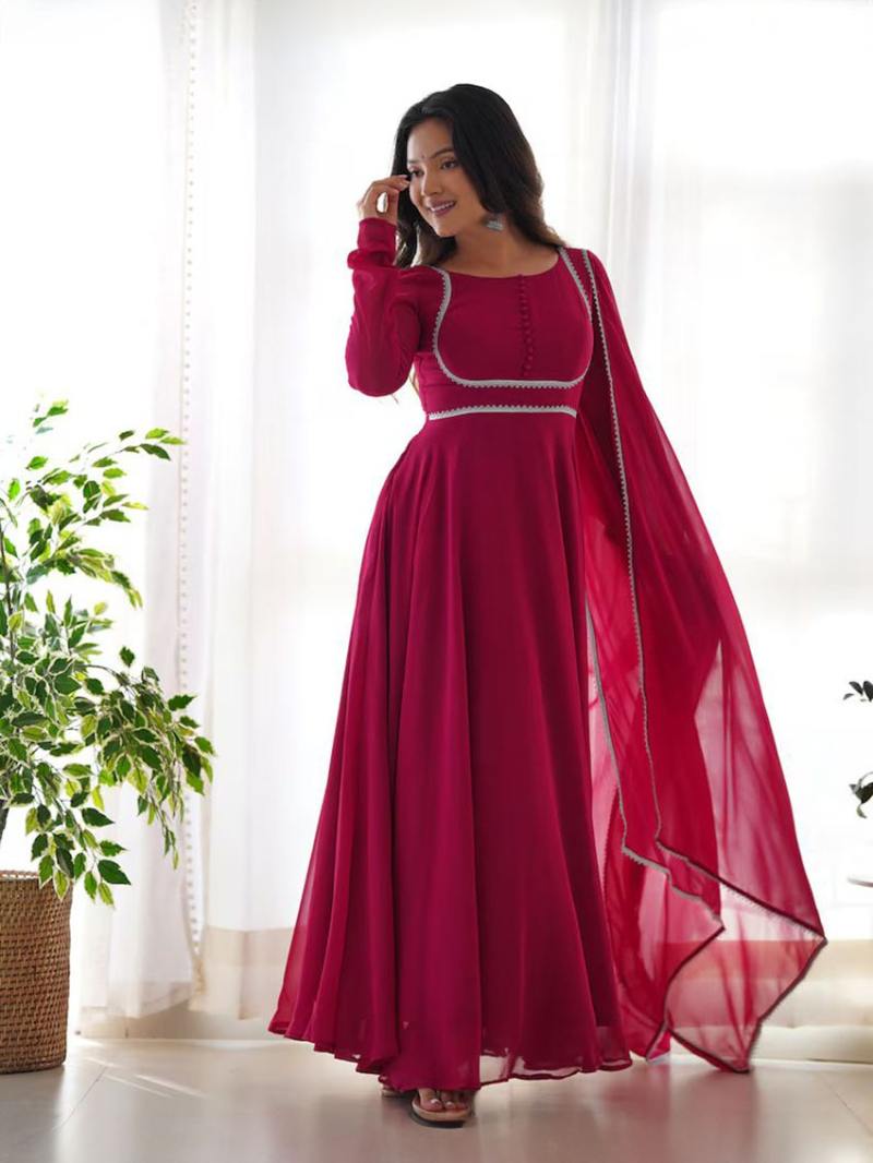 Ethnic Festive Traditional Rani  Pink Georgette  Anarkali Suit