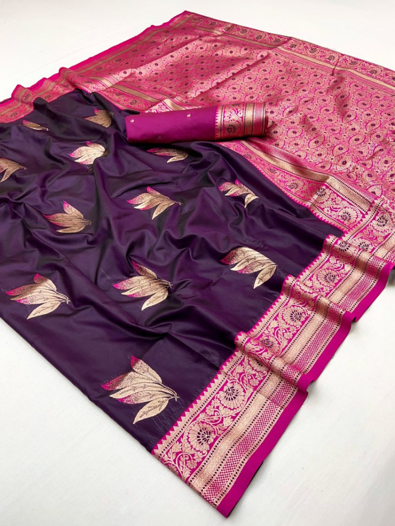 Authentic Ethnic Festive Wine Paithani Silk Saree