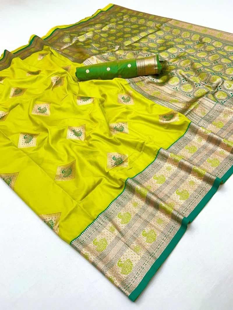 Authentic Traditional Festive Lime Green Paithani Silk Saree