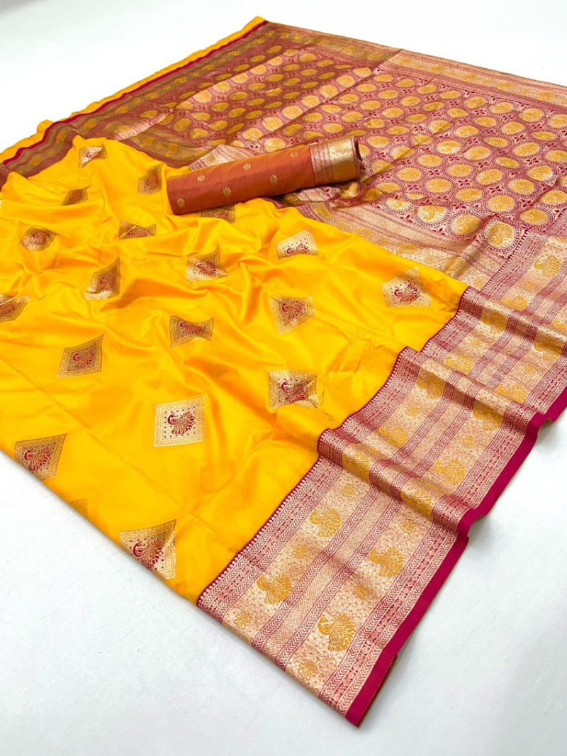 Traditional Ethnic Festive Yellow Paithani Silk Saree
