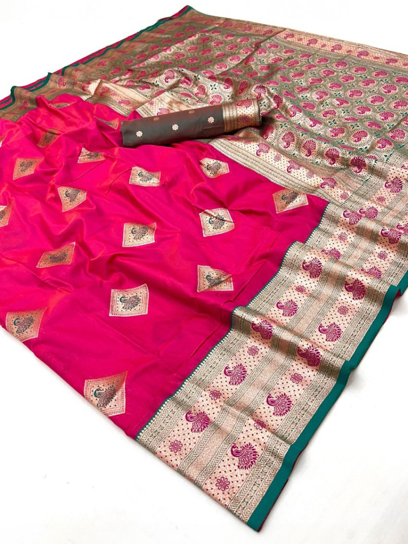 Authentic Elegant Festive Rani Pink Paithani SIlk Saree