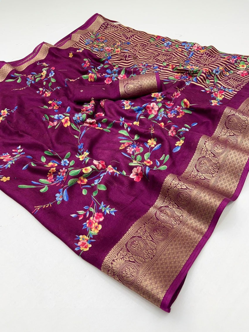 Authentic Traditional Festive Rich Wine Soft Moss Mellow Saree