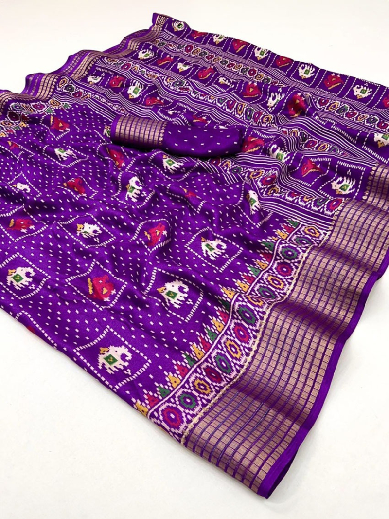 Festive Traditional Ethnic Purple Soft Moss Mellow Saree