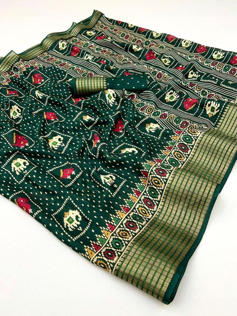 Authentic Elegant Festive Emerald Green Soft Moss Mellow Saree