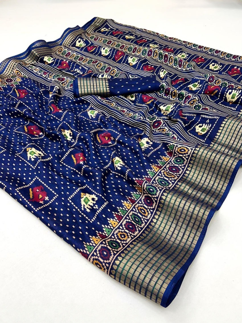 Ethnic Authentic Festive Navy Blue Soft Moss Mellow Saree