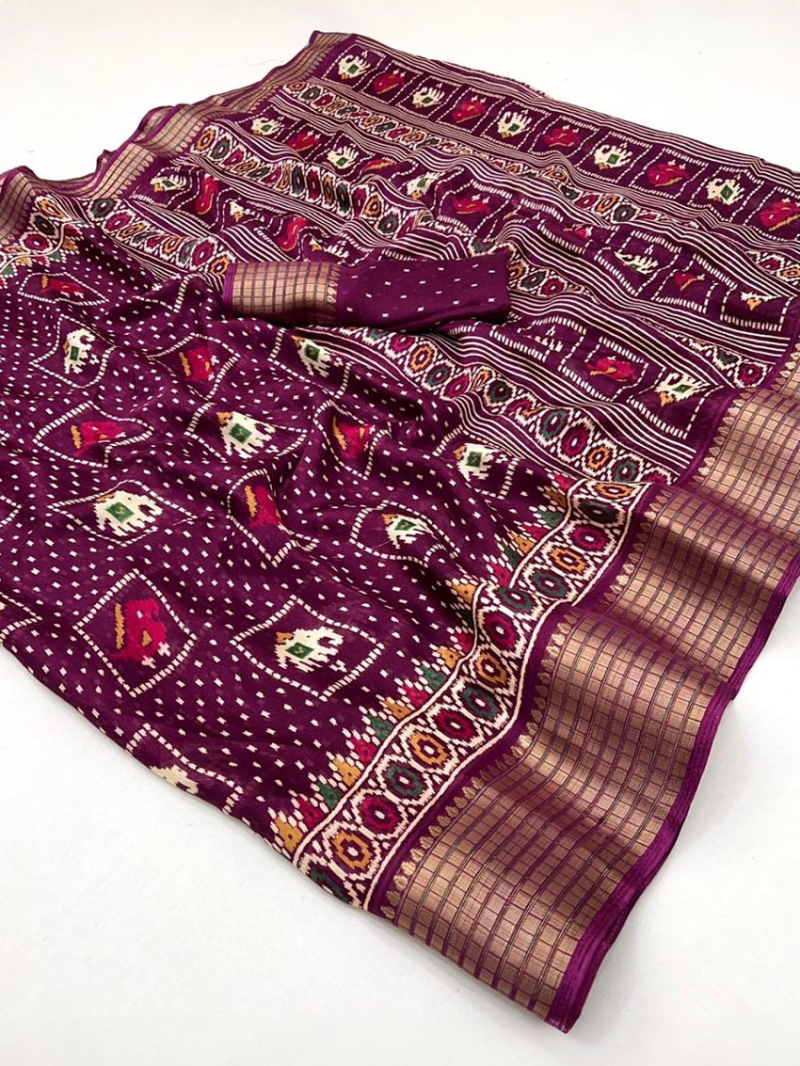 Authentic Traditional Festive Wine Soft Moss Mellow Saree