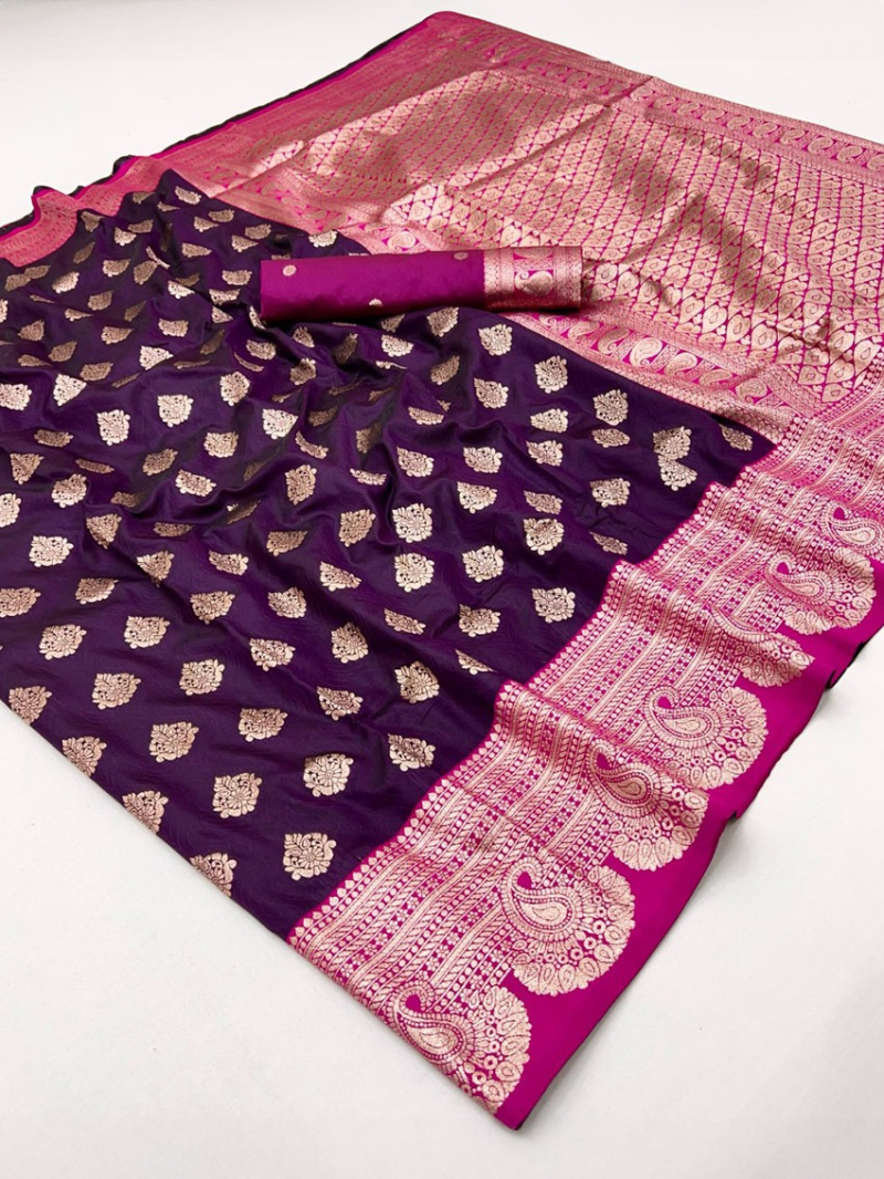 Authentic Festive Deep Purple Paithani Silk Saree