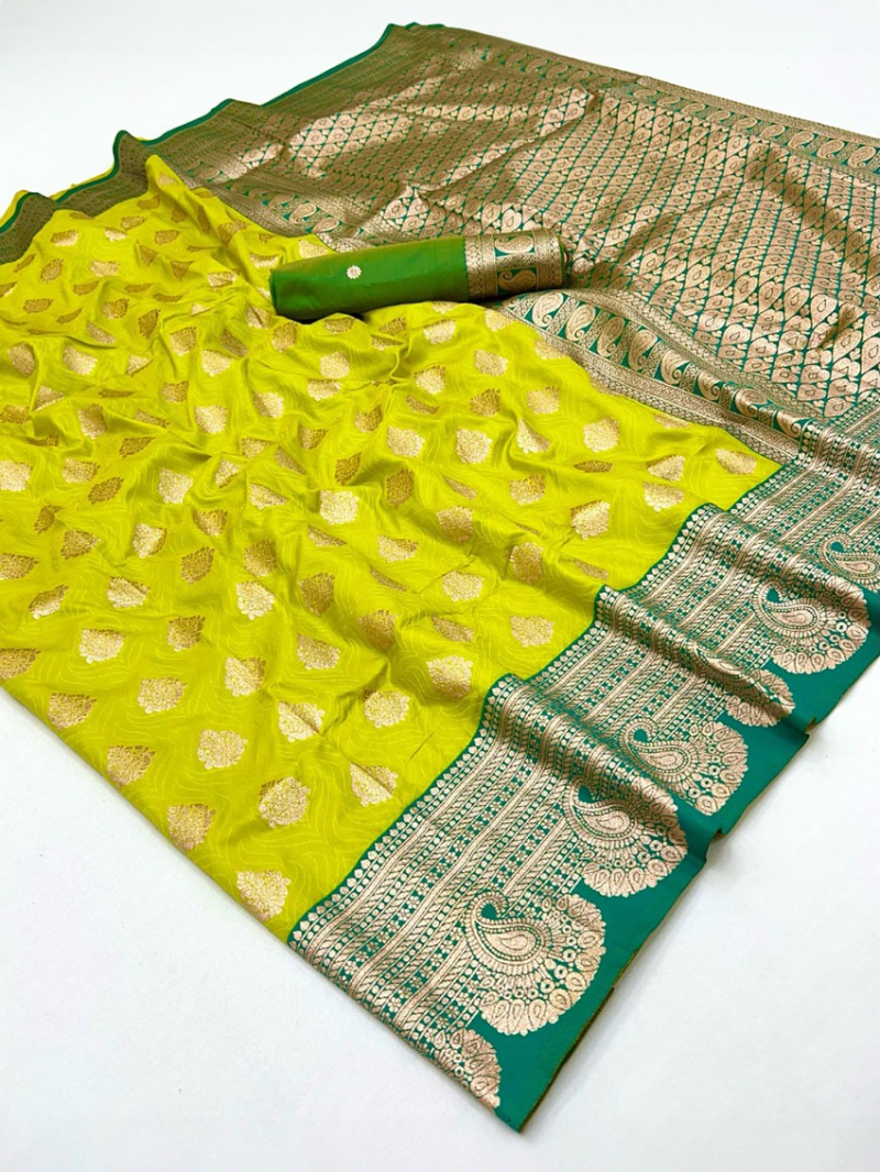Authentic Festive Ethnic Lime Green Paithani Silk Saree