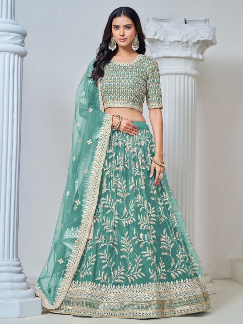 Elegant Party Wear Designer Net Lehanga Suit