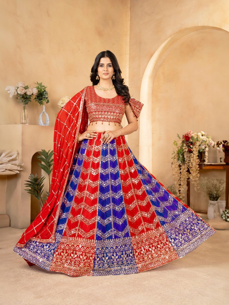 Elegant Traditional MultiColor Georgette Lehanga Suit