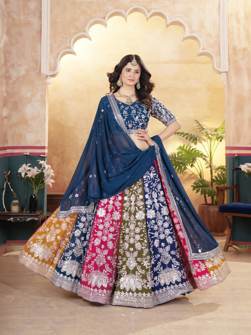 Multicolor Faux Georgette Lehanga Suit
