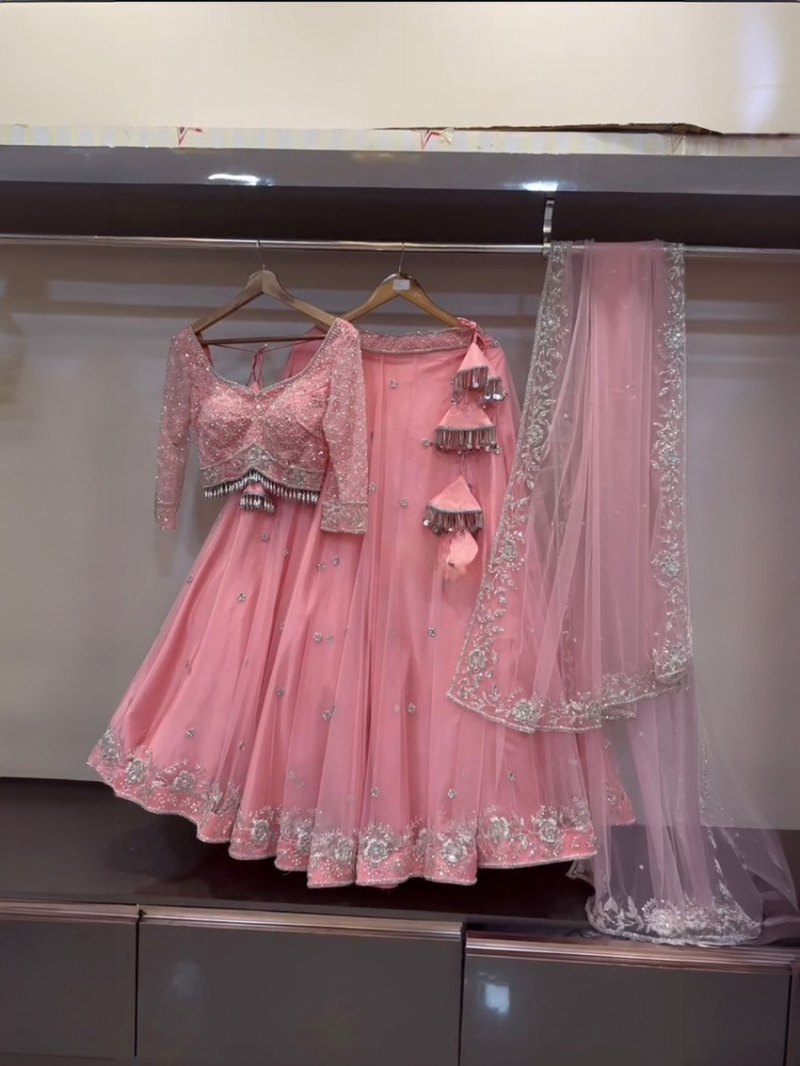 Elegant Baby Pink Fox Georgette Lehanga  Suit