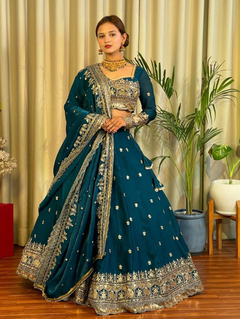 Deep Teal Jimmy Choo Lehanga Choli Suit