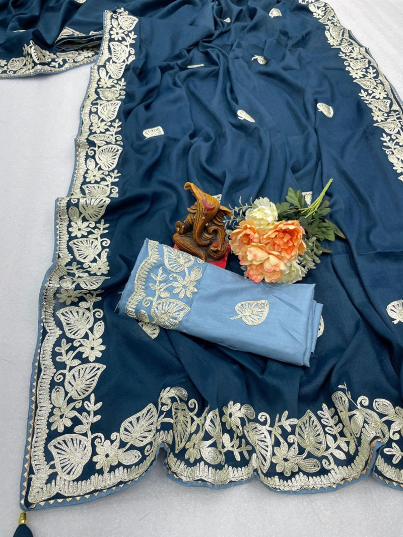 Beautiful soft Metalic Georgette saree