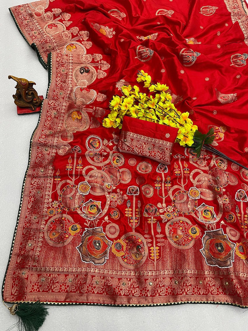 Pure Viscose Dola  Silk Fabric Saree