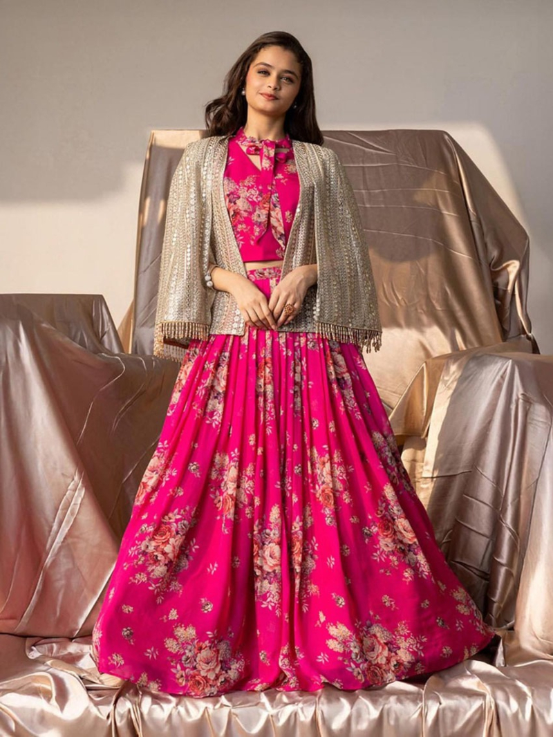 Elegant Floral Printed Lehanga Suit