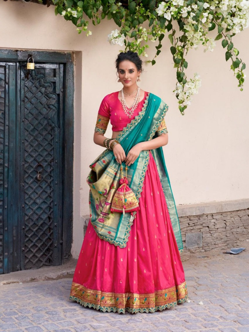 Traditional Jacquard Silk Lehanga Set
