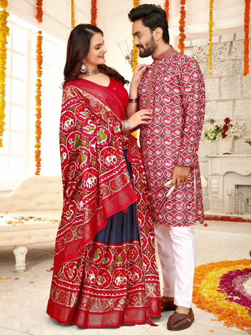Ethnic Traditional Couple Combo Kurta & Lehanga Combo Set