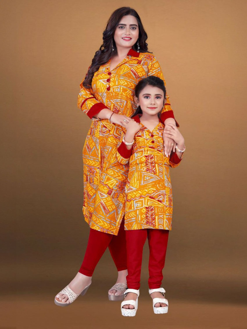 Ethnic Festive Traditional Mother & Daughter Combo Top Pant Set