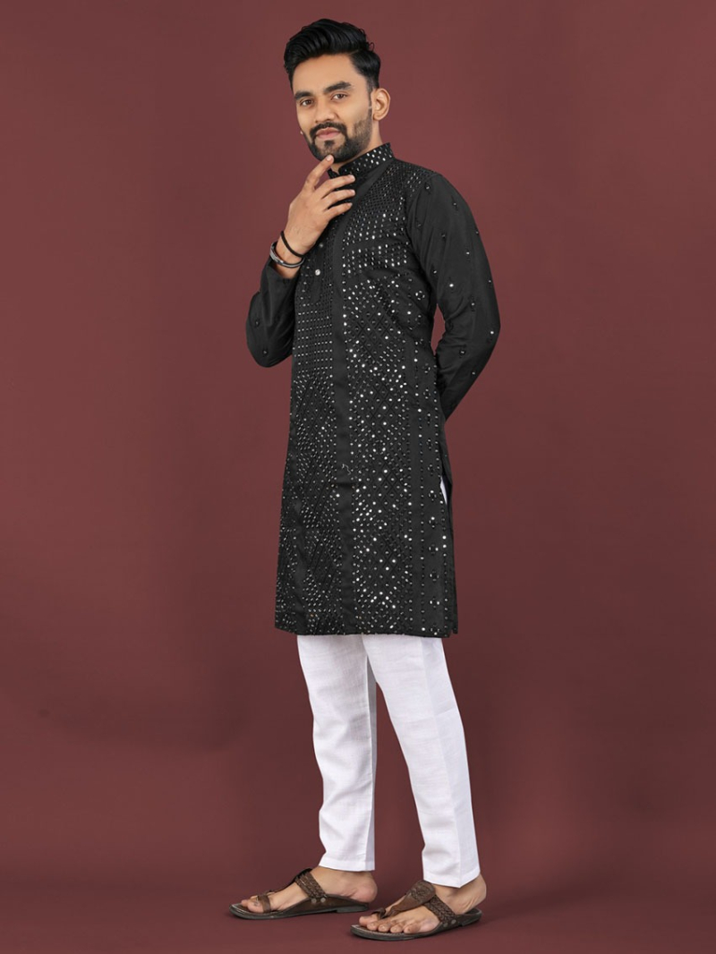 Elegant Festive Ethnic Traditional Viscose Silk Kurta Pajama Set