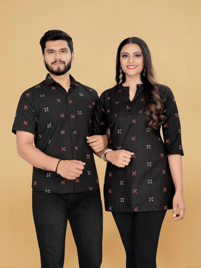 Authentic Ethnic Traditional Short Kurta & Female Tunic Top Combo Set