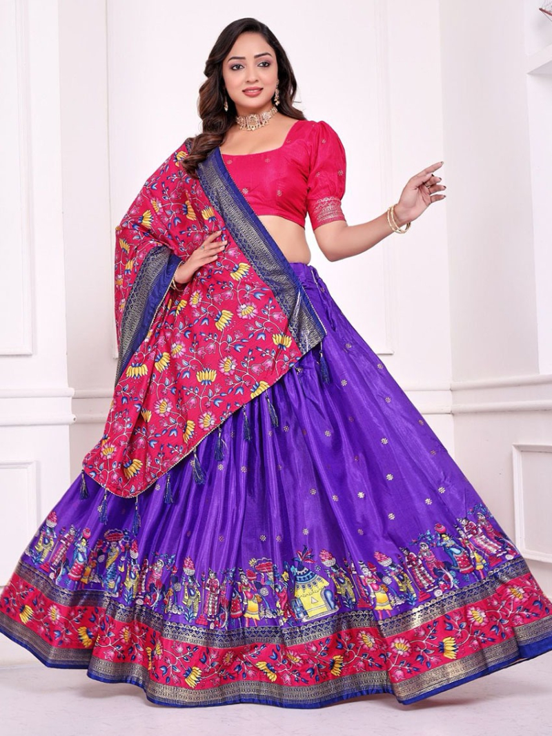 Authentic Traditional Festive Dola Silk Lehanga Suit