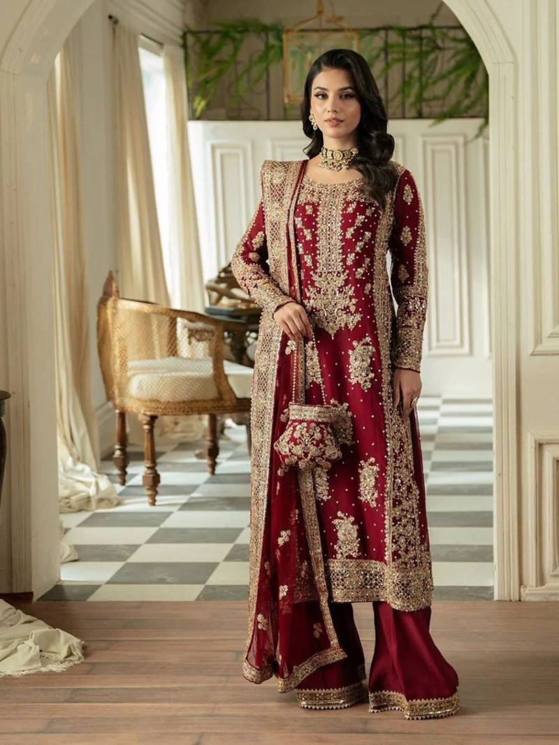 Ethnic Festive Traditional Maroon Georgette Plazo Suit 