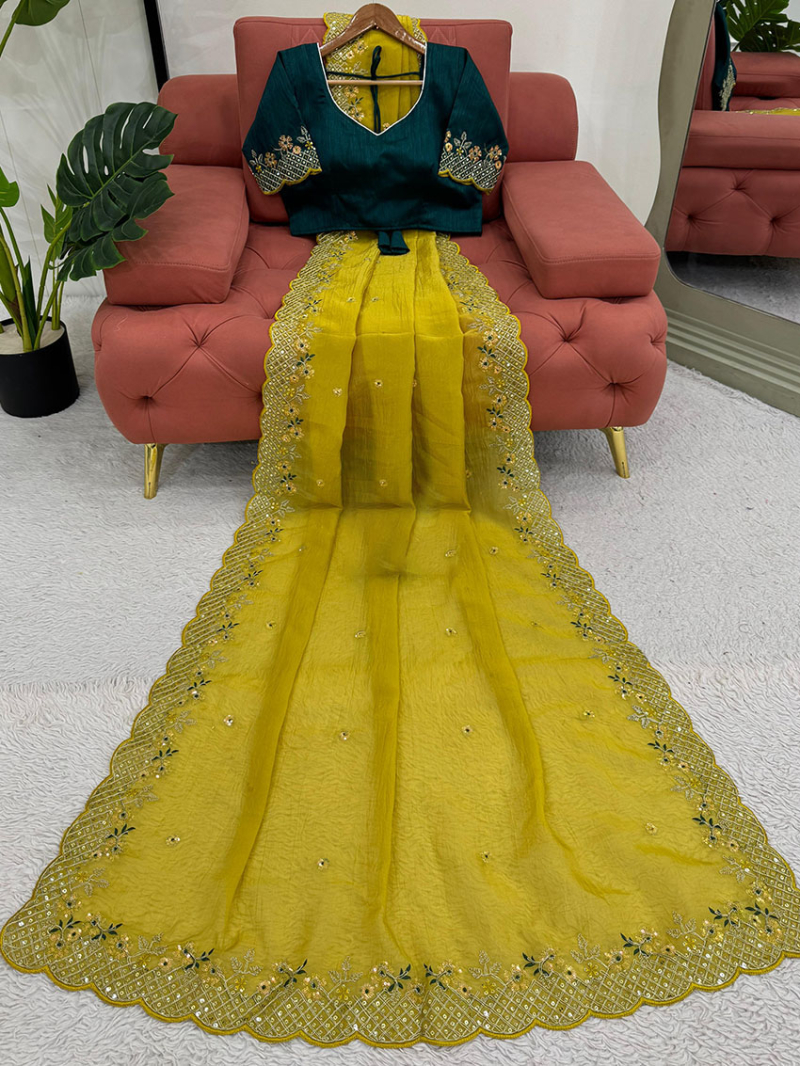 Authentic Elegant Festive Traditional Crunchy Silk Saree