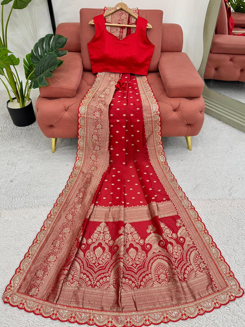Designer Ethnic Festive Traditional Red Silk Saree