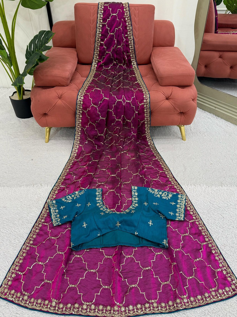 Elegant Traditional Ethnic Festive Spanish Purple Jimmy Choo Saree