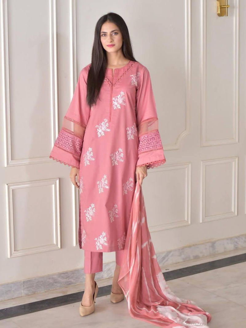 Ethnic Festive Traditional Roman Silk Embroidered Straight Suit
