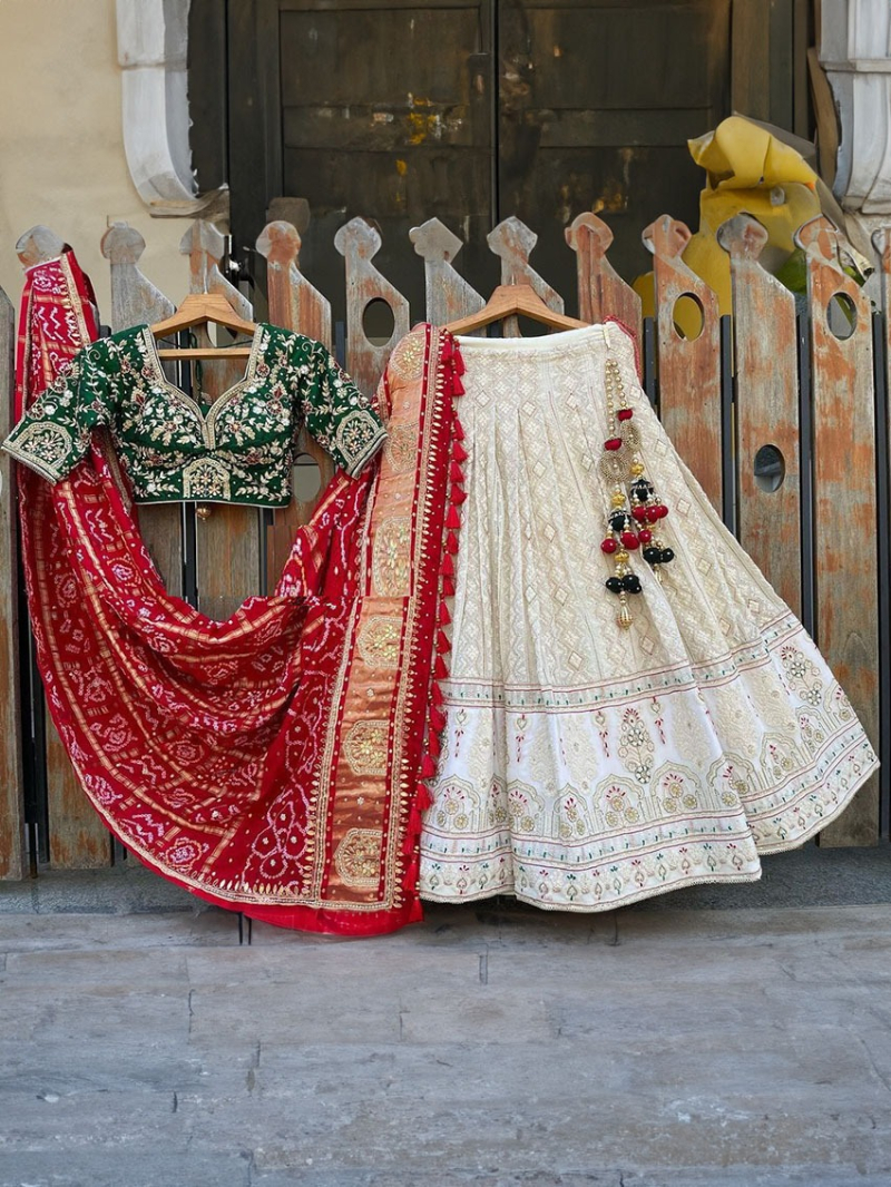 Designer Traditional Ethnic  Off white Georgette Lehanga Suit