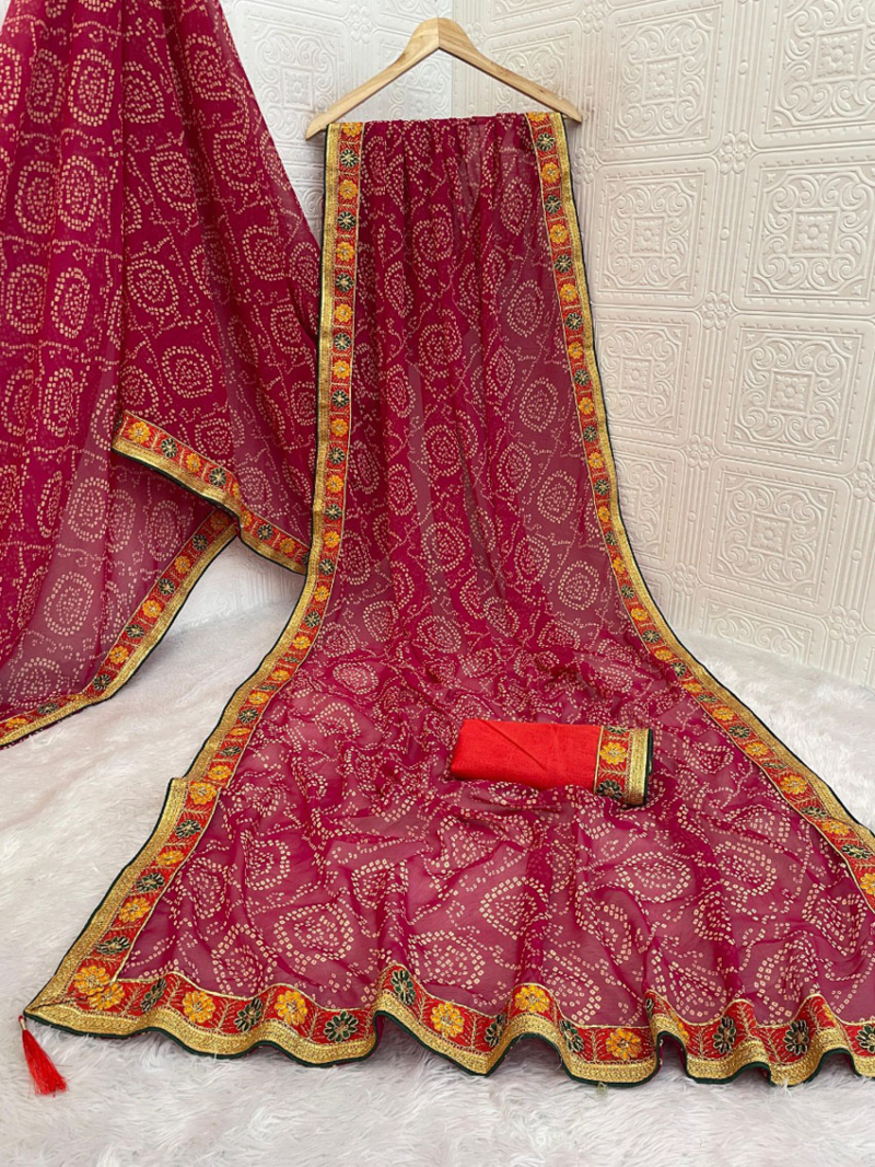 Traditional Festive Elegant Maroon Viscose Georgette Saree