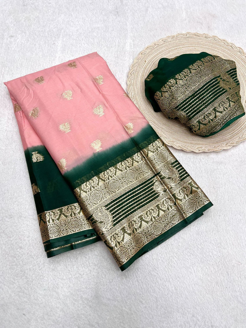 Elegant Festive Peach Pure Viscose Georgette Saree