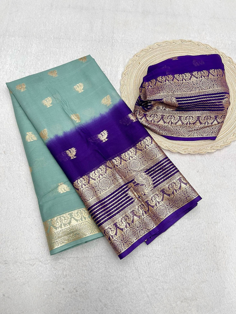 Elegant Traditional Rama Green Pure Viscose Georgette Saree